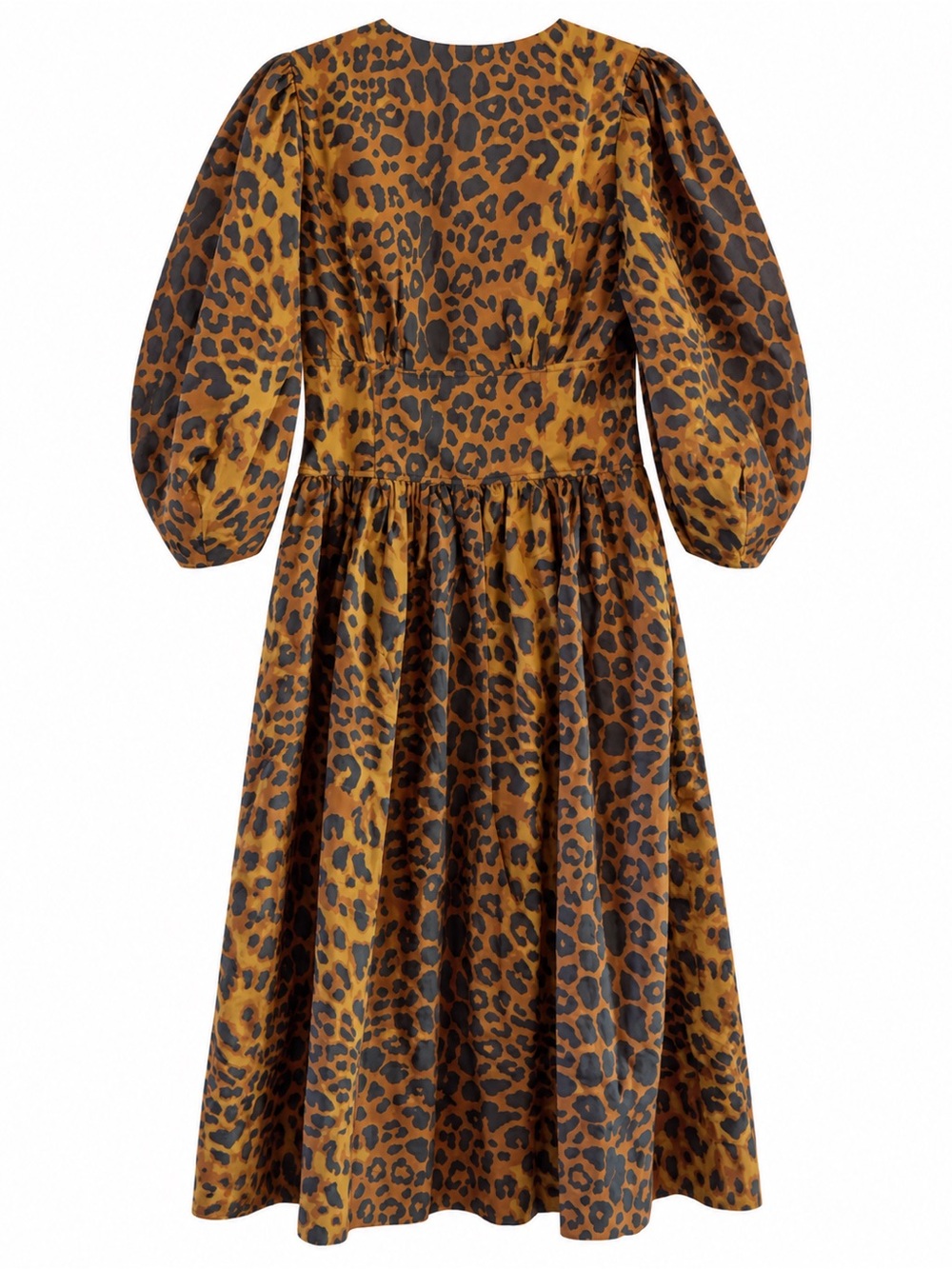 Tuckernuck Leopard Graciela Dress Womens 6 Brown NWT Square Neck Puff Sleeve - Picture 6 of 13